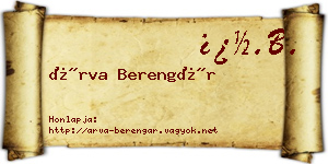 Árva Berengár névjegykártya